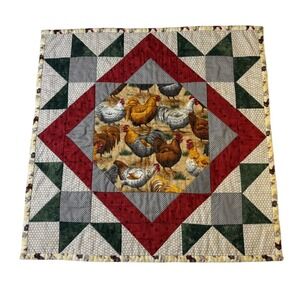 Farmhouse Chicken Rooster Quilt Square Wall‎ Hanging Decor Table Rustic Country